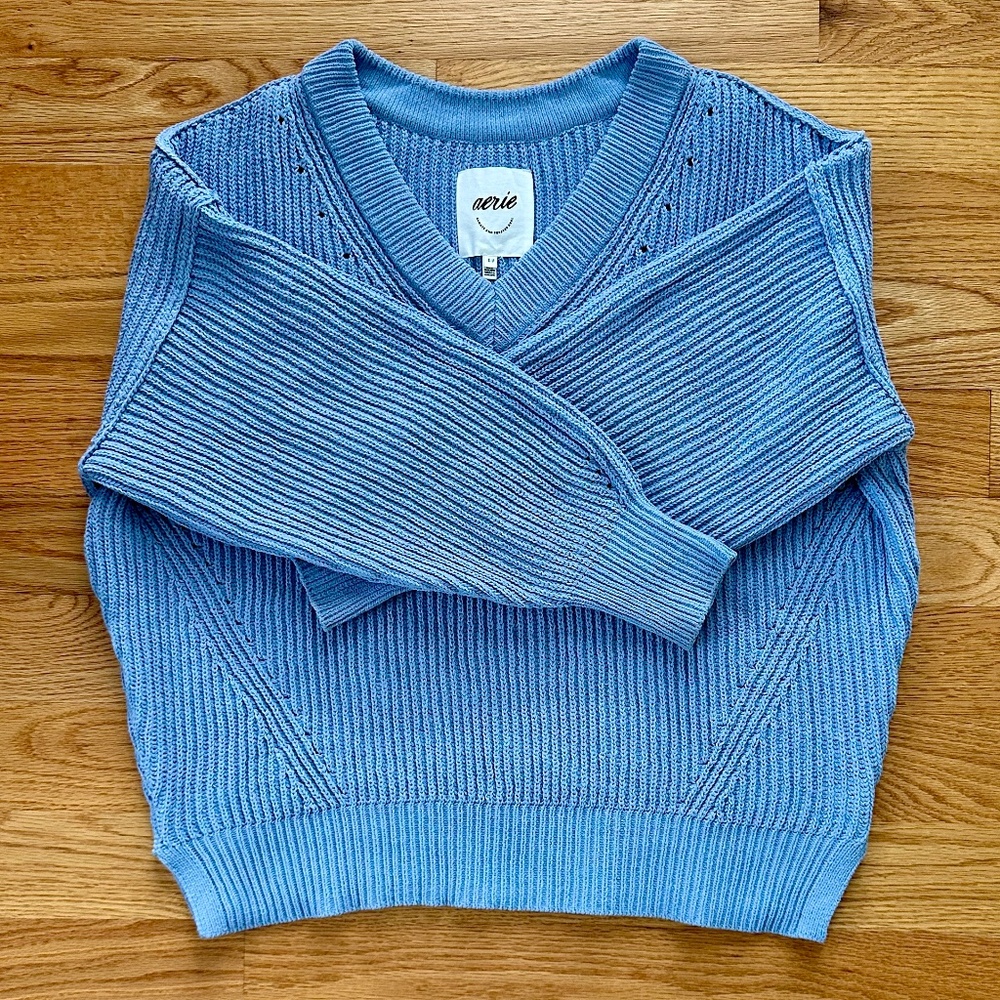 Aerie Beyond Chenille Oversized V-Neck Sweater